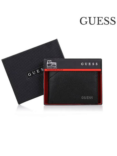 Men's Double Bill Leather Half Wallet Black - GUESS - BALAAN 2