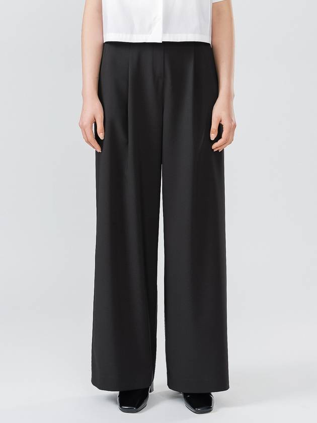 Denzel summer office look set-up belted point high waist wide pants black DENZEL09BK - RAMUSTUDIO - BALAAN 3