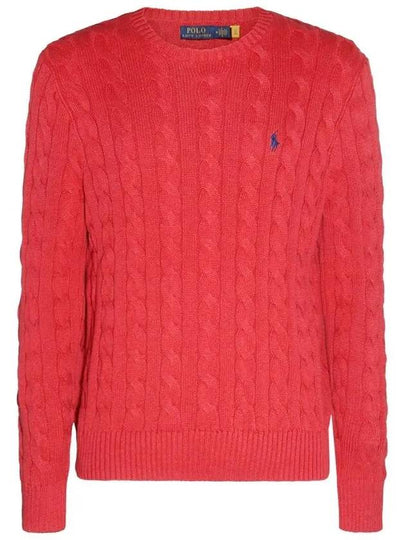 Embroidery Logo Cable Knit Top Red - POLO RALPH LAUREN - BALAAN 2