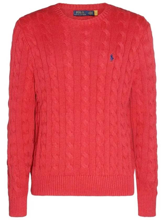 Embroidery Logo Cable Knit Top Red - POLO RALPH LAUREN - BALAAN 2