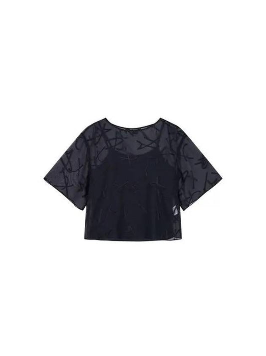 Women's logo pattern see-through blouse navy 271884 - ARMANI EXCHANGE - BALAAN 1