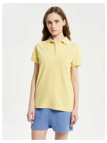 Women s Fox Patch Regular Polo T shirt Chalk Yellow Domestic Product GM0024032505345 - MAISON KITSUNE - BALAAN 1