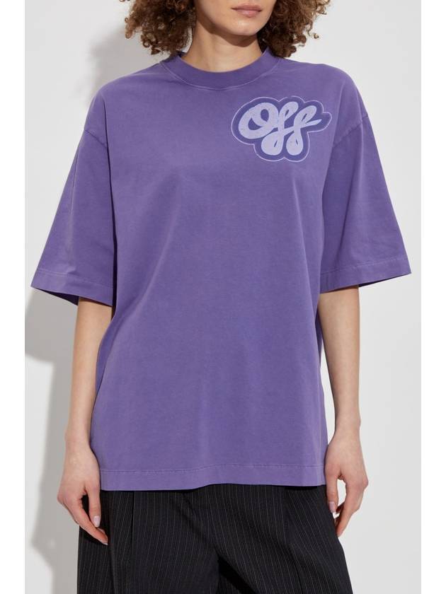 Off-White T-shirt With Printed Logo, Women's, Purple - OFF WHITE - BALAAN 3