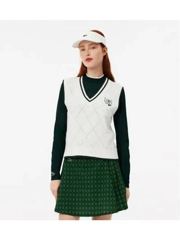 Women s Argyle Pattern Golf Vest OFFWHITE Off White - LACOSTE - BALAAN 1