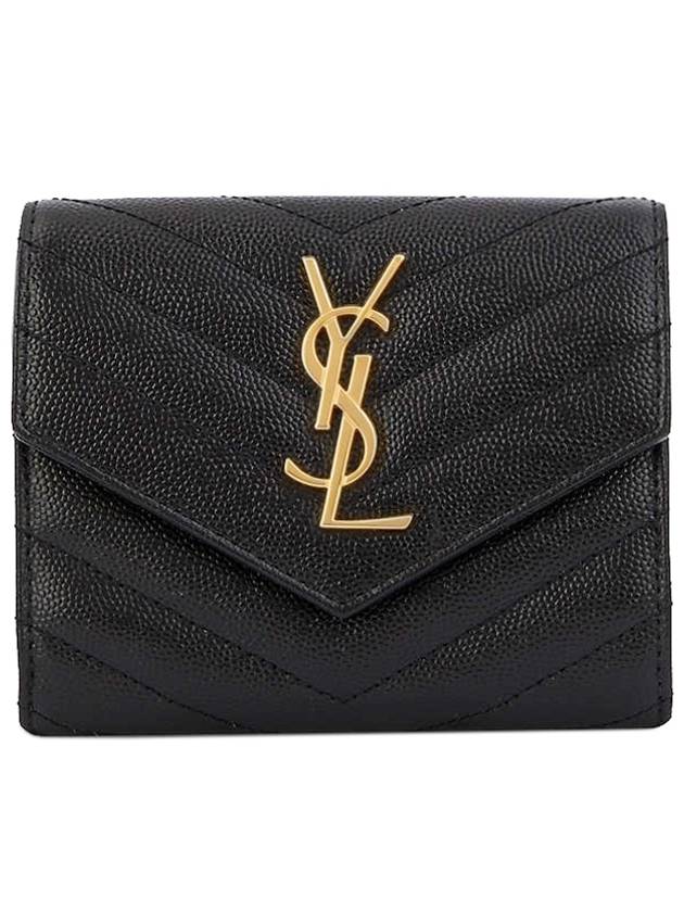 Matelasse Monogram Quilting Flap Half Wallet Black - SAINT LAURENT - BALAAN 2