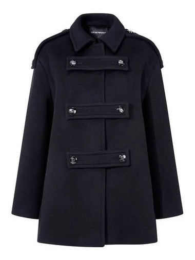 Women s Strap Detail Short Cabang Coat Black - EMPORIO ARMANI - BALAAN 1