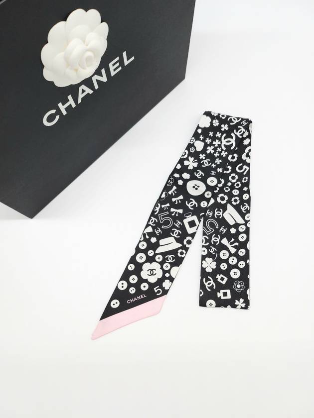 Camellia Print Bandeau Scarf Black - CHANEL - BALAAN 6