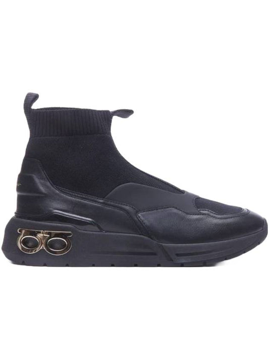 Salvatore Cosma Gancini Socks High Top Sneakers Black - SALVATORE FERRAGAMO - BALAAN.