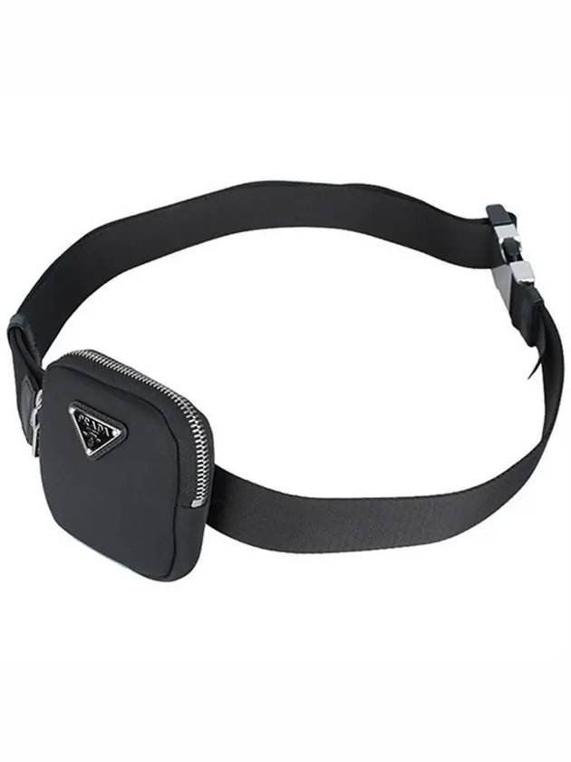 Triangle Logo Mini Pouch Nylon Belt Black - PRADA - BALAAN 2