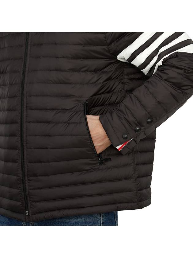 Matte Nylon 4-Bar Stripe Downfill Quilted Hoodie Padding Black - THOM BROWNE - BALAAN 9