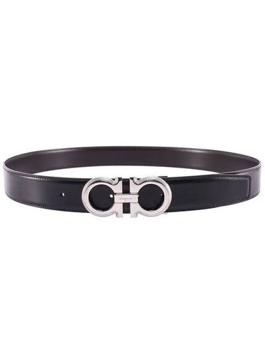 Gancini Reversible Belt Black Brown - SALVATORE FERRAGAMO - BALAAN 1