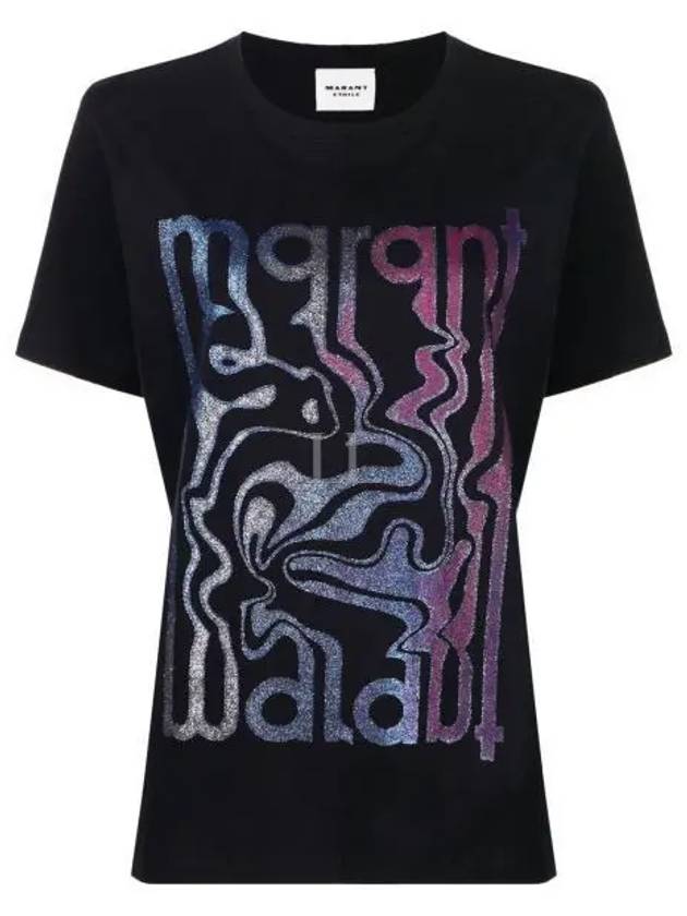 ENNA Glitter Logo Short Sleeve T-Shirt Black - ISABEL MARANT - BALAAN 2