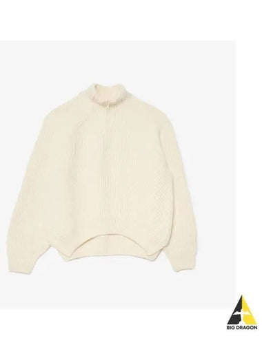 Women s 3D Half Zip Up Sweater OFFWHITE Off White - LACOSTE - BALAAN 1