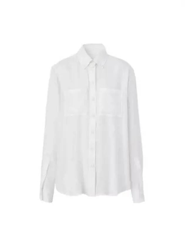 Women's EKD Jacquard Oversized Silk Shirt Optic White - BURBERRY - BALAAN 2