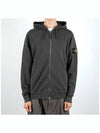 Men's Garment Dyed Malfile Zip Up Hoodie Grey - STONE ISLAND - BALAAN 3