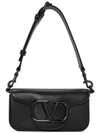 Signature V Logo Mini Loco Leather Cross Bag Black - VALENTINO - BALAAN 3