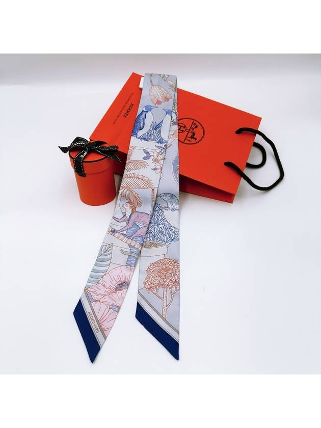 Precious Paradise Twilly Scarf Gris Perle - HERMES - BALAAN 6