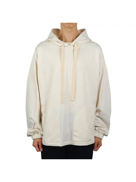 Two Side Zip Pockets Technical Cotton Hoodie White - JIL SANDER - BALAAN 1