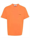 Embossed Logo Regular Fit Cotton Short Sleeve T-Shirt Orange - STONE ISLAND - BALAAN 2