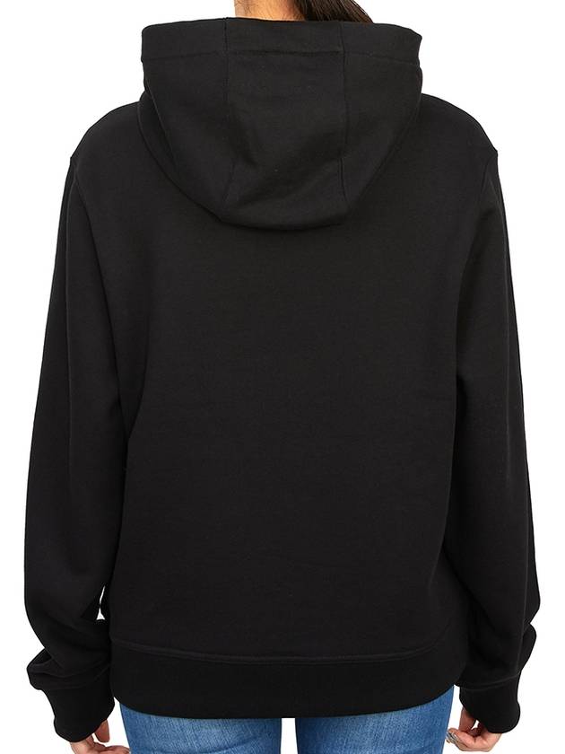 Logo Print Cotton Oversized Hoodie Black - BURBERRY - BALAAN 7