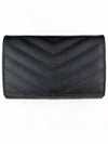 Monogram Envelope Small Half Wallet Black Gold - SAINT LAURENT - BALAAN 3