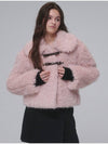 Ribbon buckle shearling fur jacket Pink - OPENING SUNSHINE - BALAAN 3