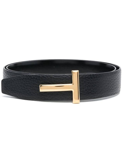 Women's Logo Gold Reversible Leather Belt Black - TOM FORD - BALAAN 2