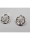 Circle Crystal CC Logo Earrings Silver - CHANEL - BALAAN.