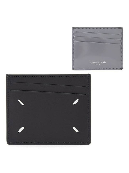 Stitch Polish Logo Leather Card Wallet Black - MAISON MARGIELA - BALAAN 1