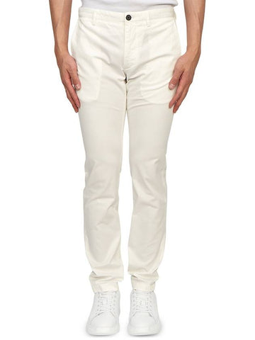 Men's Cotton Blend Straight Pants White - THEORY - BALAAN 1