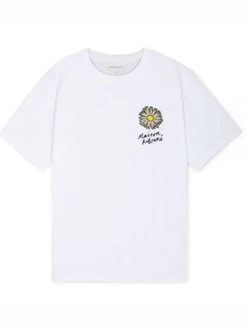 Men s Flower Logo White Short Sleeve T Shirt MM00128KJ0118 WH 1156385 - MAISON KITSUNE - BALAAN 1