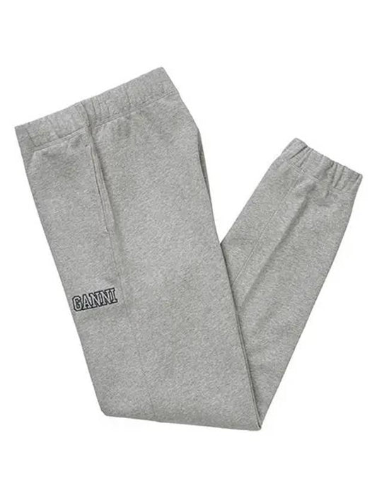 Side Logo Cotton Jogger Track Pants Grey - GANNI - BALAAN 2