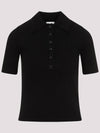 Iconic Logo Rib Short Sleeve Polo Knit Top Black - COURREGES - BALAAN 2