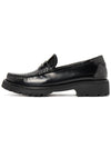 Women's Chunky Penny Slippers Smooth Leather Loafers Black - SAINT LAURENT - BALAAN.