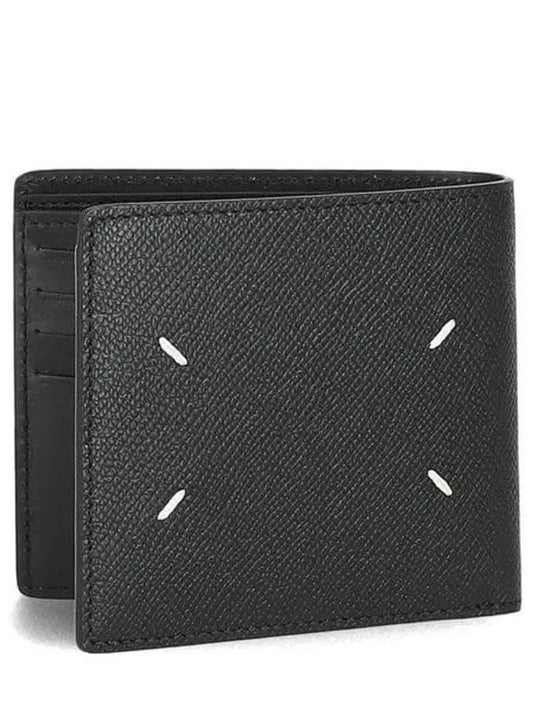 Stitched Bifold Leather Half Wallet Black - MAISON MARGIELA - BALAAN 2