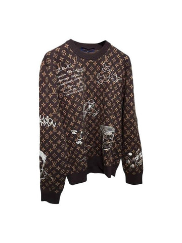 Monogram Embroidered Wool Crew Neck Knit Top Dark Brown - LOUIS VUITTON - BALAAN 1