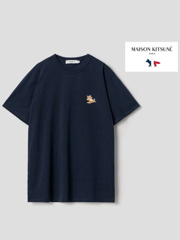 Men s Short Sleeve T Shirt Chillax Fox Patch Classic Black GU00154KJ0010 - MAISON KITSUNE - BALAAN 1