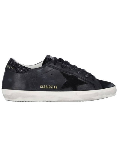 Superstar Glitter Tab Leather Low Top Sneakers Black - GOLDEN GOOSE - BALAAN 2