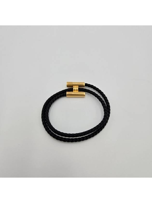 Tunis Tresse Gold Bracelet Noir - HERMES - BALAAN 7