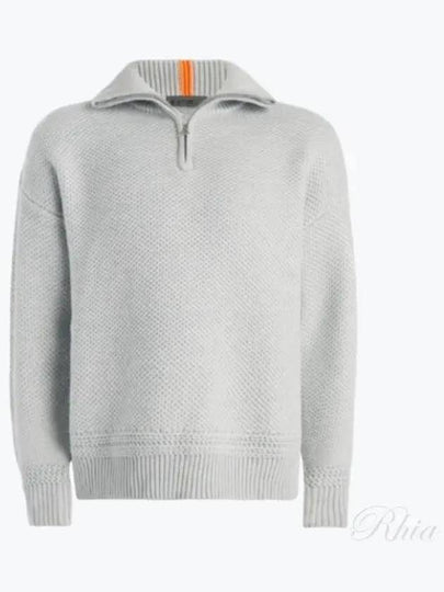 Ribbed Funnel Neck Quarter Zipper Merino Wool Knit Top Light Heather Grey - G/FORE - BALAAN 2