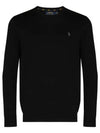 Embroidered Logo Crew Neck Knit Top Black - POLO RALPH LAUREN - BALAAN 2