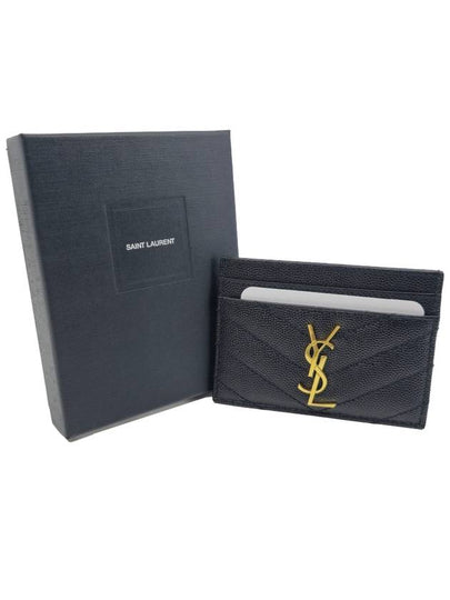 Gold Hardware Matelasse Caviar Leather Card Wallet Black - SAINT LAURENT - BALAAN 2