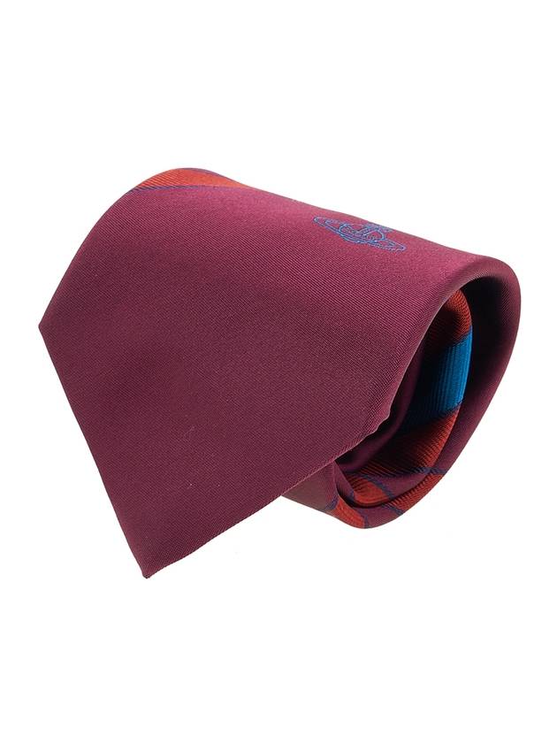 Striped Jacquard Silk Tie Burgundy - VIVIENNE WESTWOOD - BALAAN 11