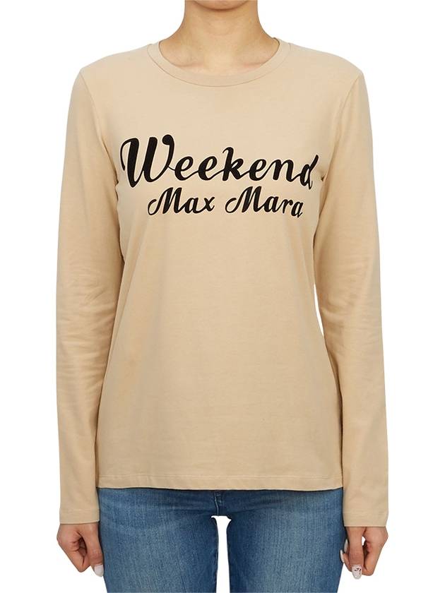 Quinoa Logo Print Long Sleeve T-Shirt Beige - MAX MARA - BALAAN 2