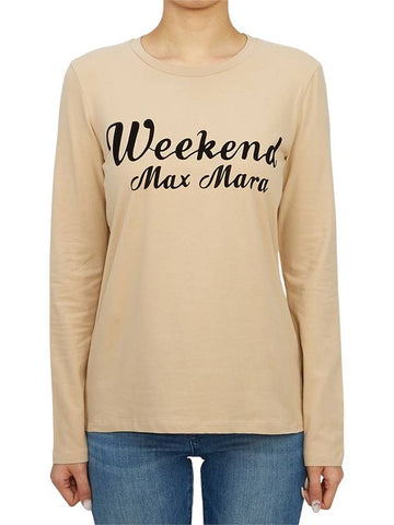 Quinoa Logo Print Long Sleeve T-Shirt Beige - MAX MARA - BALAAN 1