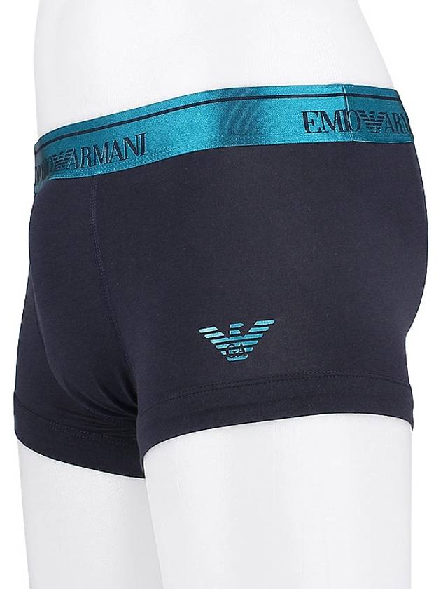 Men's Shiny Logo Stretch Briefs Blue Black - EMPORIO ARMANI - 4