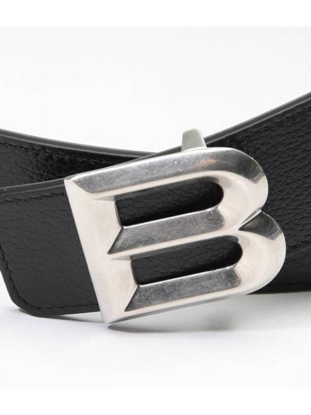 B Bold Buckle Leather Belt Black - BALLY - BALAAN 3