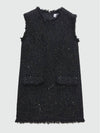 Cotton Tweed Sleeveless Midi Dress Black - MSGM - BALAAN 2