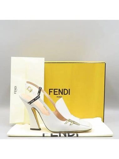 8J6938 White Leather F Freedom Slingback Pumps Women s Shoes - FENDI - BALAAN 1