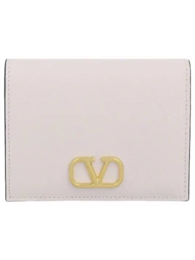 Logo Signature Compact Wallet Light Ivory - VALENTINO - BALAAN 1